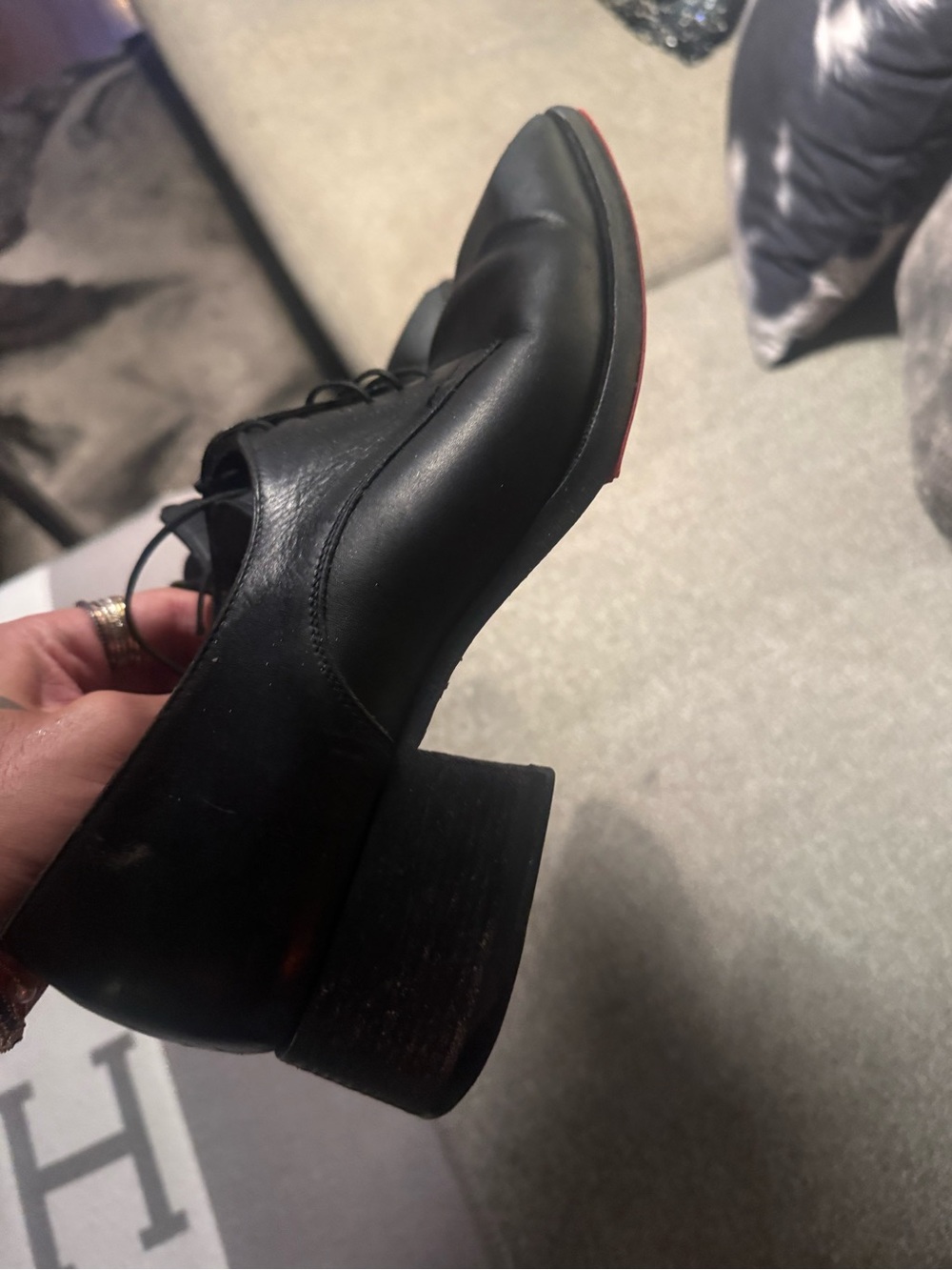 CHRISTIAN Louboutin Classic Black Leather Men's Lace-Up Dress Shoes - Picture 4 of 4